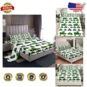 Whimsical King Size Cartoon Construction Bed Sheets - Trucks, Tractors, and Fun