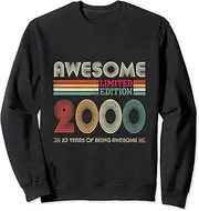 [X.Style] 23 Years Old Awesome 2000 Retro 23rd Birthday Decoration Sweatshirt ds546 Sweatshirt (2XL) Black