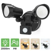 25W LED Security Light PIR Motion Sensor Tri-color Garage Twin Spot Flood Light