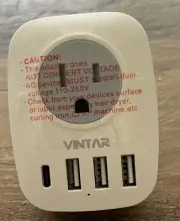 NEW Power Plug Adaptor Vintar International Travel European USB, USB-C Open Box