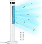 Antarctic Star 43" Tower Fan, Bladeless, Quiet, Remote, 3-Speed, 12H Timer,White
