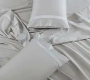 Ambassador 1000 TC Embroidered Sheet Set Pearl Silver