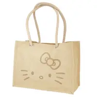 在飛比找PChome24h購物優惠-Hello Kitty 黃麻側背袋 15L (大臉)