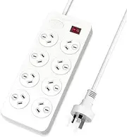 8-Outlet Power Strip with Switch, 1.5M Extension Power Cord Power Board, Surge Protector Mountable 10A/240V/2400W, White