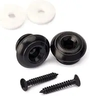 SWOOMEY 2 Pcs Metal Strap Lock with Mushroom Head for Electric and Acoustic Guitar Easy Installation Sturdy Design for Bass Guitar Accessories Black