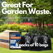 Agile Equipment Heavy Duty XL Garden Garbage Bags 8 x 10/pk 158L Bin Liners