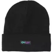 Oakley B1B Gradient Patch Beanie Blackout Fine Knit Warm Winter Mens Unisex Hat