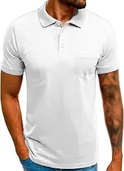 [VgueElegc] Men's Knit Slim Pullover Top Button Down Casual Golf T Shirts Short Sleeve Cotton Button Tee