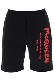 [ALEXANDER MCQUEEN] Jersey Graffiti Sweatshorts M White