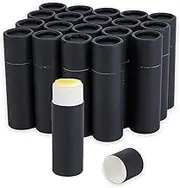 NICENEEDED 20 Pcs Black Paperboard Lip Balm Tubes, Refillable Paper Lipstick Tube, Round Cardboard Empty Lip Gloss Container Solid Perfume Tube Cosmetic Box for DIY Lip Gloss Balm and Chapsticks