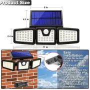 Solar Lights Outdoor Motion Sensor Security Lights, 3 Adjustable Head Waterproof