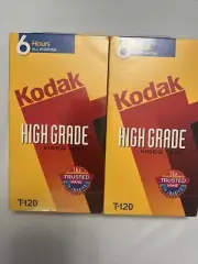 Blank Kodak T-120 High Grade 6 hr VHS Videocassette Tape For VCRs Lot of 2 Tapes