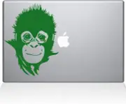 The Decal Guru Save The Baby Monkey Decal Vinyl Sticker - 13" MacBook Air, Green