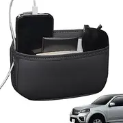 Bomefoi Centre Console Organiser Bag, Car Side Pocket Organiser, Leather Car Door Adhesive Bag, Waterproof Leather, Automatic Storage Bag for Mobile Phones, Sunglasses,