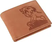 [MAWESHI] Mens RFID Blocking Soft and Slim Genuine Leather Bi-fold Wallet with Coin Pocket and Multiple Card Holder Slots- Handcrafted with Full Grain Leather | 4.5 inches, Casual (Tan D2)