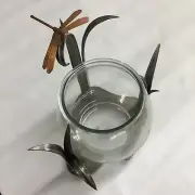 Glass Fish bowl with Decorative Custom Made Metal Bowl Holder