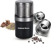 Yaberry Grove-Coffee Grinder Electric, Herb Grinder, Spice Grinder, Coffee Bean Grinder, Espresso Grinder with 2 Removable Stainless Steel Bowl