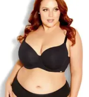 CITY CHIC Bra Plus Size 16DD / 38DD Smooth & Chic Cotton T-Shirt Bra Black S