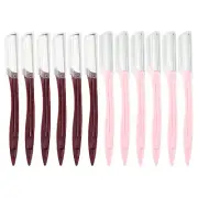 12 Pieces Eyebrow Razor Facial Razor Eyebrow Trimmer Tool Pink Wine Red