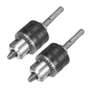 2set Drill Chucks, 3/8-24UNF Threaded 1.5-10mm Capacity w Chuck Key Round Shank