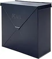 NACH Chicago Black Wall Mount Mailbox, Rust Resistant Metal Mailbox Wall Mount, Metal Mailboxes for Outside Wall Mount, Wall Mailbox, Outdoor Mailboxes 10 x 10 x 4 inches, Black Mailbox, MB-6300BLK