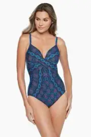 Miraclesuit Danube Bleu Captivate One Piece Blue L144230 Swimsuit Size US 14