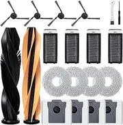 18 Pcs AccessorieSet for Dreame X50 Ultra Complete/L50 Pro Ultra/X50 Master Robot Vacuum Cleaner, Replacement Contain 2 Roller Brush, 4 Hepa-Filters, 4 Mop Cloth, 4 Dust Bags, 4 Side Brushes