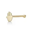 14K Yellow Gold Straight Bone Hamsa Nose Ring Jewelry for Women & Men - 20 Gauge