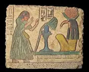Tarot God Thoth Wall Relief with Egyptian Pharaoh ad Lotus Flower , Rare Antique