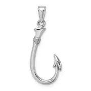 14k White Gold 3-D Fish Hook Charm