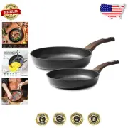 Healthy Nonstick Aluminum Cookware Set - Induction Compatible with Glass Lid