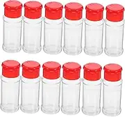 PAMINGONO 12pcs Transparent Kitchen Condiment Bottles Multipurpose Seasoning Jars with Protective Caps for Storing Spices and Flavor Preserving Easy to Clean Salt Containers