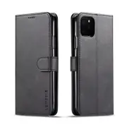 Leather Wallet Case for iPhone 16 - Luxury Flip Cover with Card Slot - Black