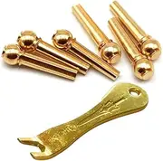 Acoustic Guitar Bridge Pins, 6 Brass Pins with Gold Bridge Pin Puller, Guitar Repair Tool