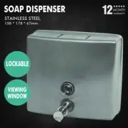 158*178*67mm Square Soap Dispenser Stainless Steel Wall Mount 1200ml Commercial