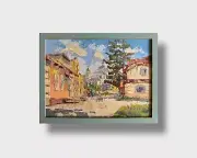 Oil painting Lutsk old town Ukrainian painter Canvas Framed original cityscape