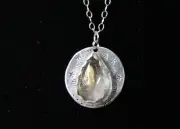 Rutilated Quartz Yellow Cab Gemstone Sterling Silver 925 Pendant 18" Necklace