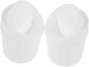 HEALSOPTHY 2pcs Mini Trash Can with Flip Lid Compact Desktop Waste Bin for Home Office Bathroom Creative Cute Design Small Garbage Basket for Dorms and Living Rooms