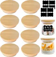 Oui Yogurt Jar Lids – 8-Pack Bamboo Lids with Silicone Seals & Labels for 5 oz J