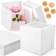 Cake Boxes 12Pcs, 10 Inches Tall Cake Boxes with Window, White Disposable Tier