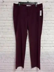 Old Navy 14 Regular Pants Maroon Burgundy Straight Flat Front With Pockets New