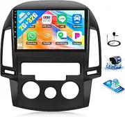 2G+32G Android Car Stereo for Hyundai I30 2006-2011 Manual A/C with Wireless Carplay Android Auto Mirror Link 9 inch Touchscreen with GPS Navigation WiFi 26UI Bluetooth FM Backup Camera MIC