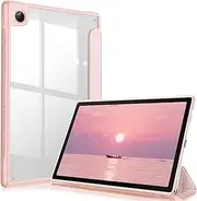 Fintie Hybrid Slim Case for Samsung Galaxy Tab A8 10.5 Inch 2022 Model (SM-X200/X205/X207), Shockproof Cover with Clear Transparent Back Shell, Auto Wake/Sleep, Rose Gold