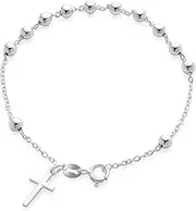 [Bling Jewelry] Personalize Catholic Christian Religious Prayer Beds with Cross Charm Holy Mother Virgin Mary Medal Rosary Bracelet For Women Teen .925 Sterling Silver 7-8 Inch Adjustable Customizable
