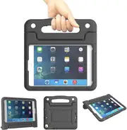For Apple iPad Mini 1/2/3/4/5 kids Case, Kickstand Shockproof Protective Rugged Convertible Handle Stand Light Weight Kids Friendly Cover (Black)