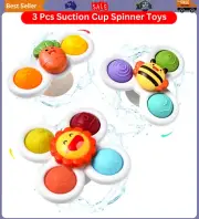 Hooku 3 Pcs Suction Cup Spinner Toys, Baby Fidget Spinner Toy, Spinning Toys