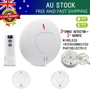 3Pcs ANKA Wireless Interconnected Photoelectric Smoke Alarm Detector & Remote