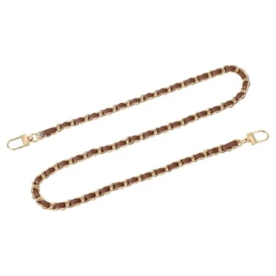 32" Purse Chain Strap with Buckles for Shoulder (Dark Brown + Gold)