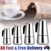 2/4/6/9Cup Coffee Maker Moka Percolator Stove Top Espresso Latte Stainless Pot