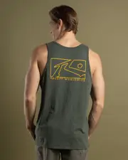 [Rusty] Rusty Men's Boxed Out Tank Top in Shadow Army/Gold Size 2XL 2XL Shadow Army/Gold